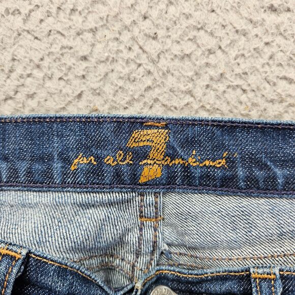 7 For All Mankid Jeans Womens Size 28 Blue Denim Bootcut Low Rise - Picture 3 of 14
